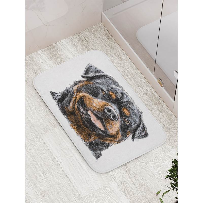 Hand Drawn Image of Dog Bath Mat