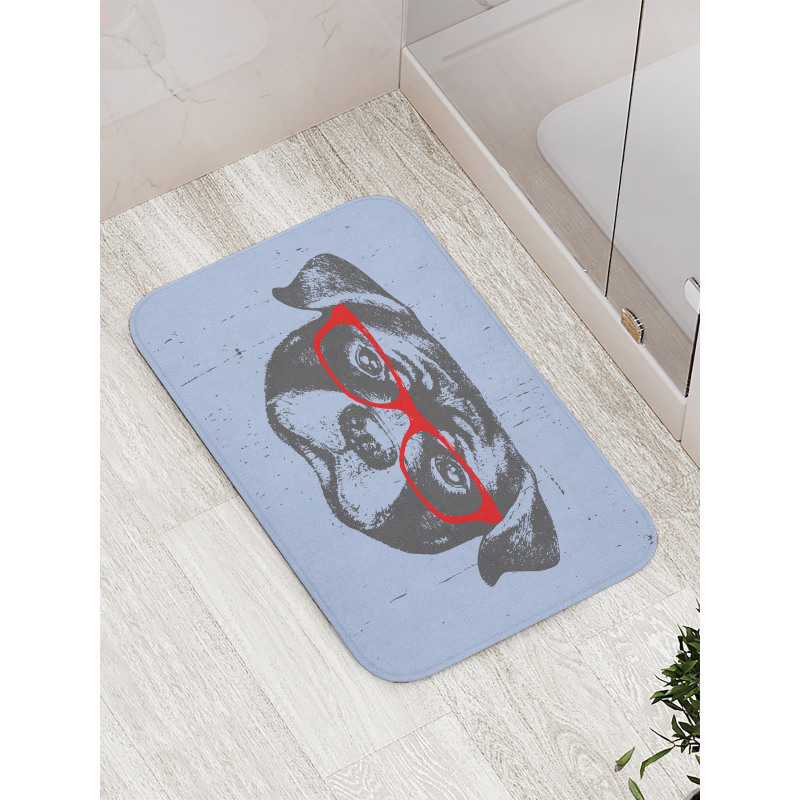 Funny Hipster Dog Bath Mat