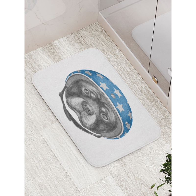 Dog in a Hard Hat Sketch Bath Mat