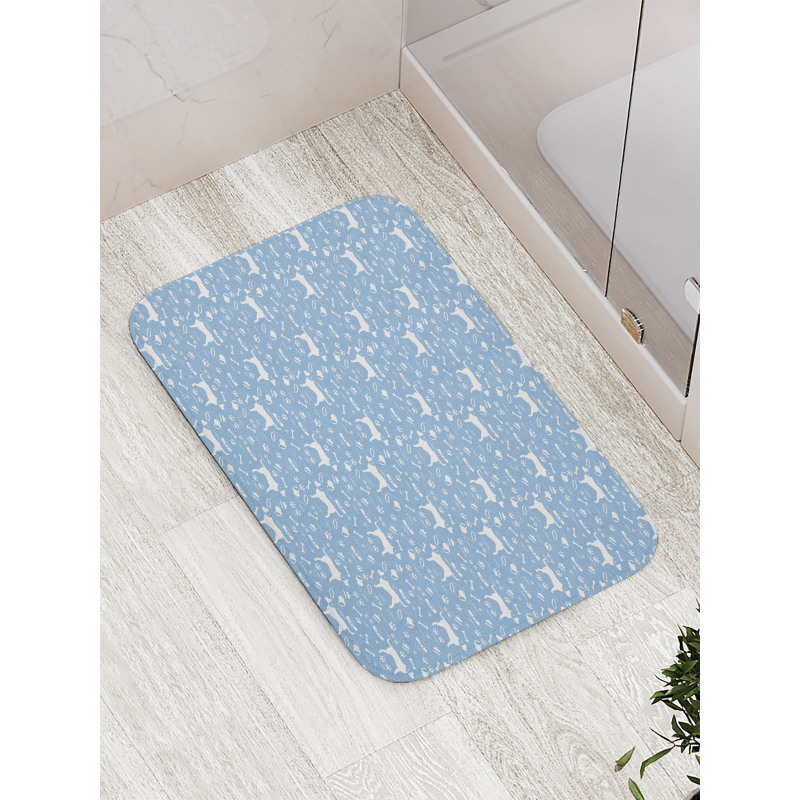 Dog Item Silhouettes Bath Mat