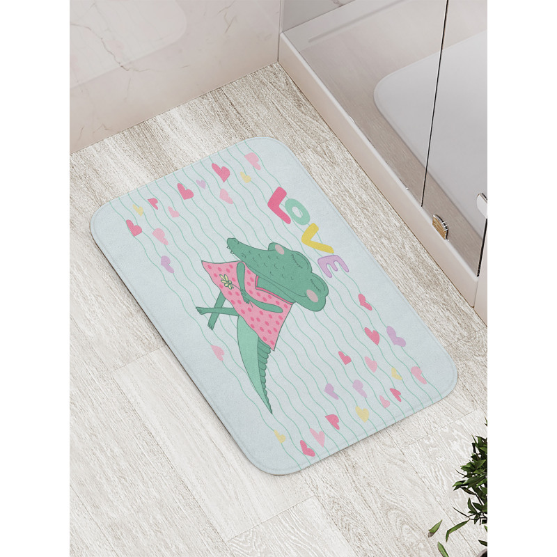 Female Crocodile with Love Bath Mat