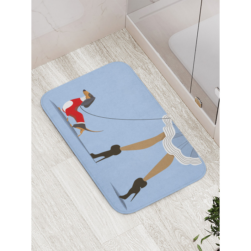 Woman and Dog Fashion Bath Mat