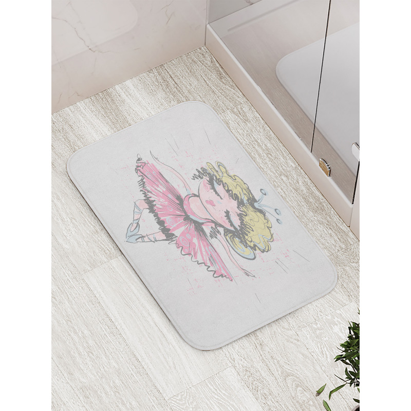 Curly Hair Blonde Dancer Bath Mat