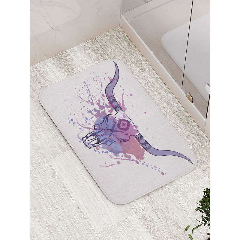 Bull Skull with Splashes Bath Mat