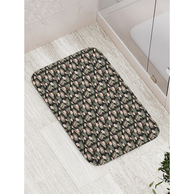 Tropical Flora on Exotic Leaf Bath Mat