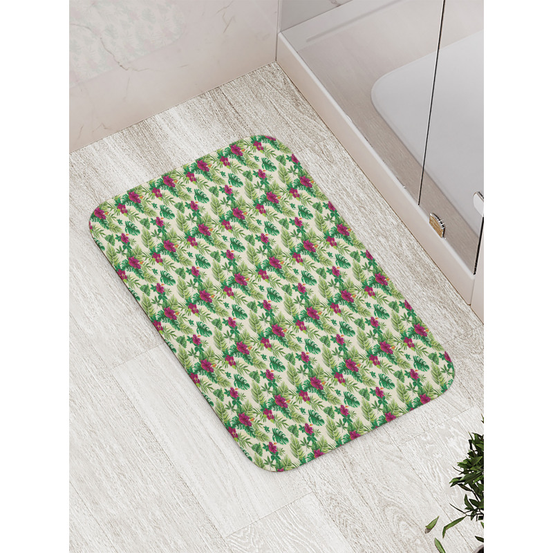 Exotic Foliage and Hibiscus Bath Mat