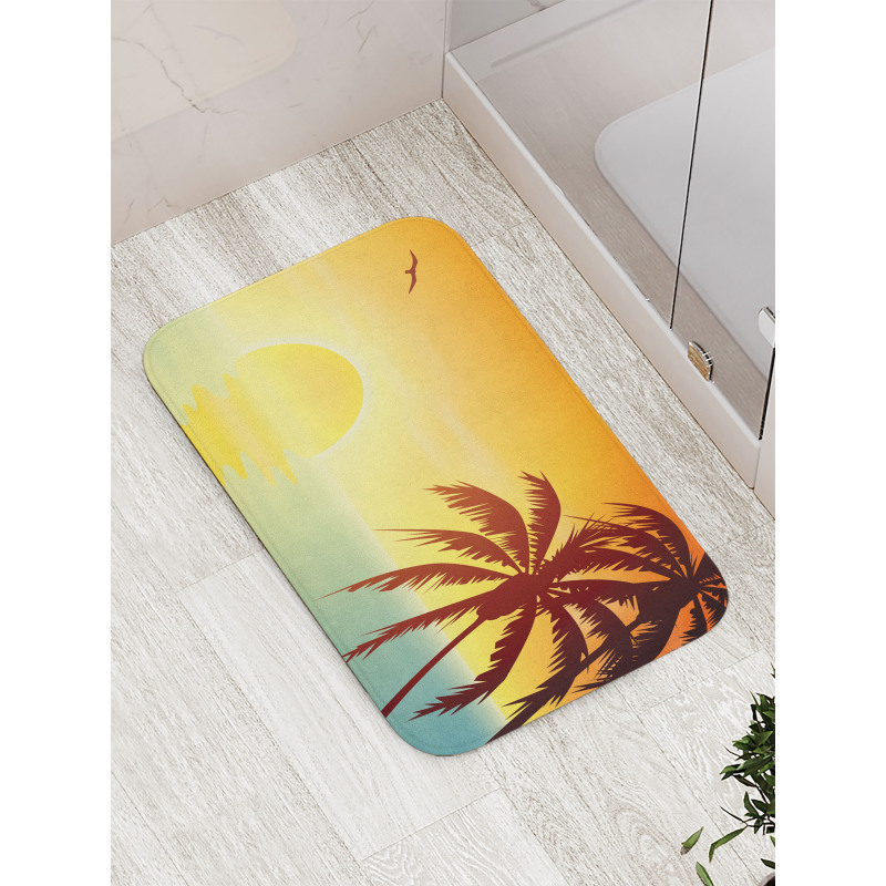 Tropical Sunset with Ombre Sky Bath Mat