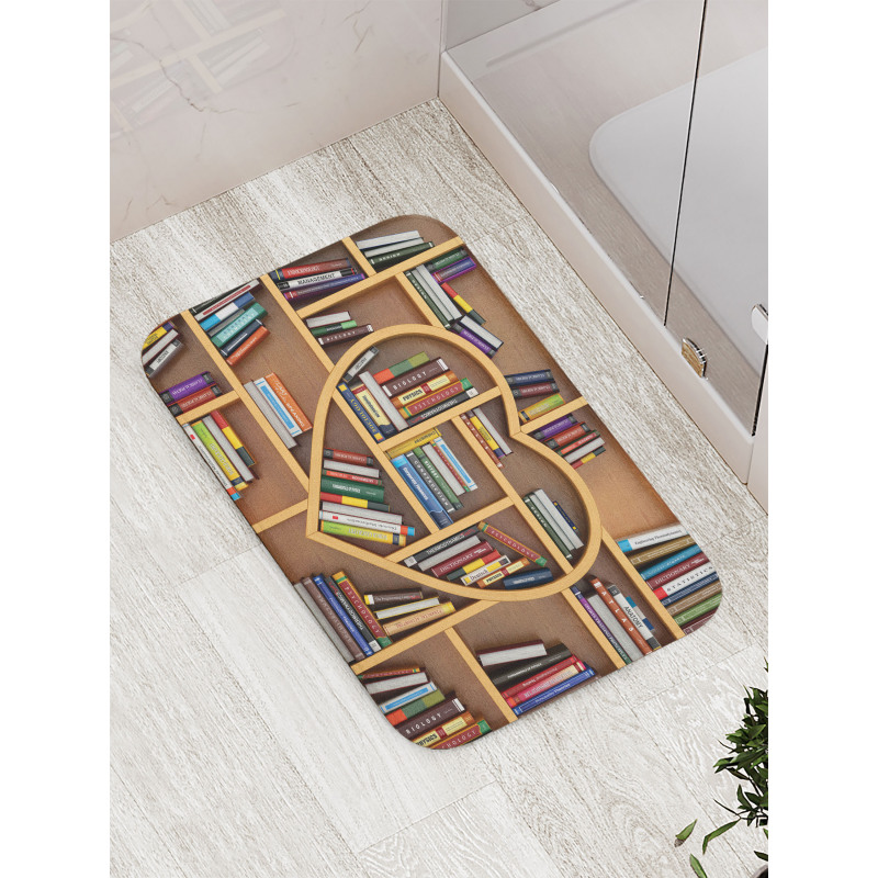 Love Reading Books Heart Bath Mat