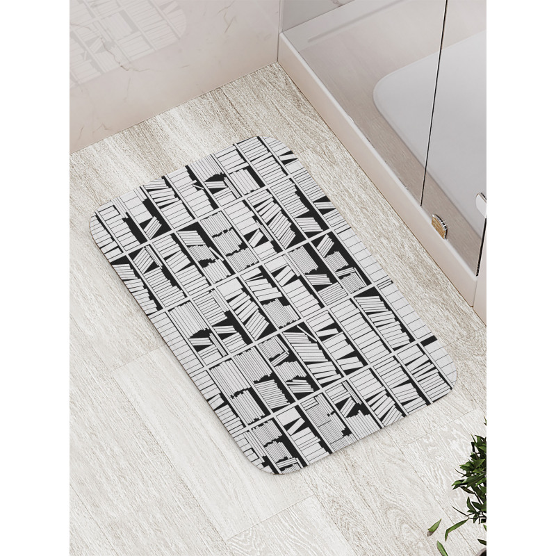 Monochromatic Bookshelves Bath Mat