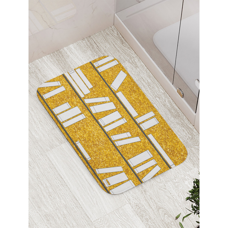 Simplistic Books on Shelves Bath Mat