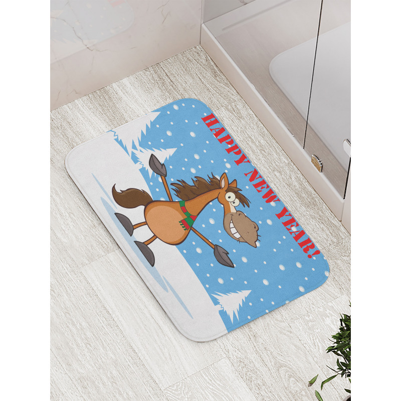 Horse in Snow Winter Bath Mat