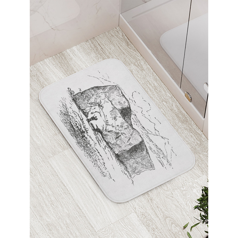 Hand Drawn Mountain Design Bath Mat