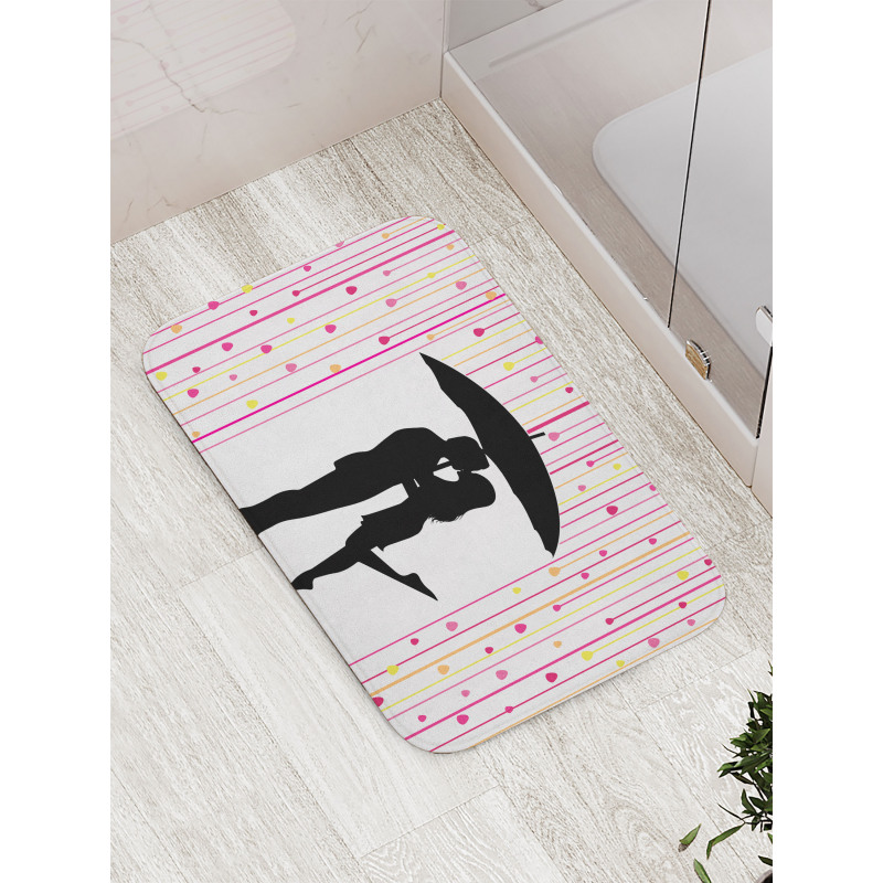 Couple Umbrella Romance Bath Mat