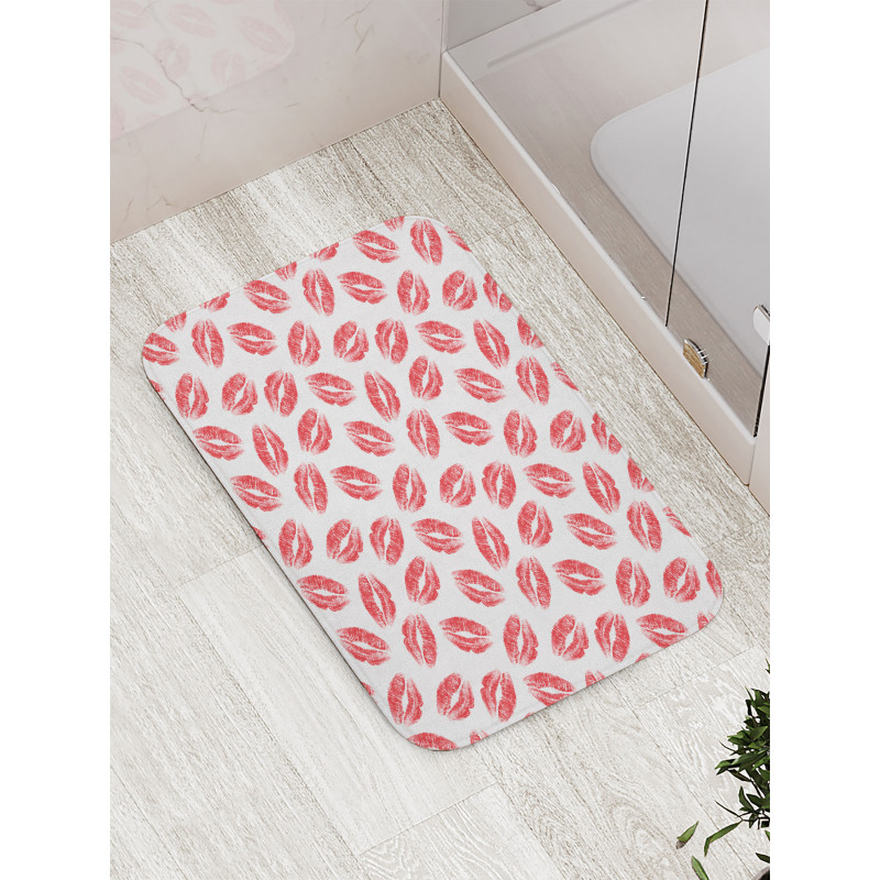 Woman Lipstick Lips Print Bath Mat