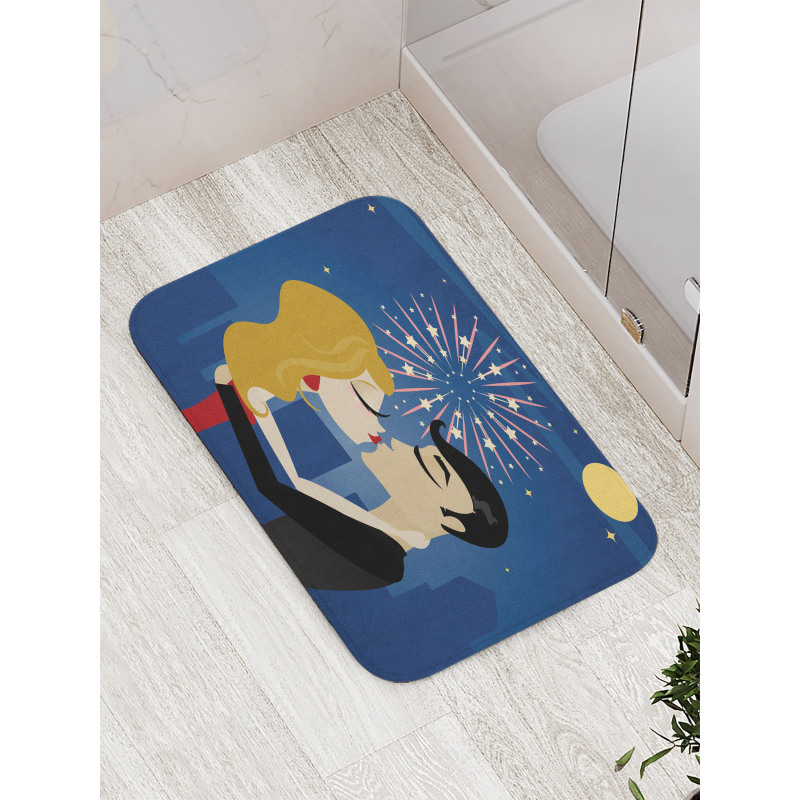 Couple Fireworks at Night Bath Mat