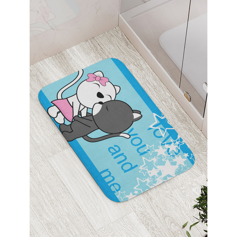 Love You and Me with Cats Bath Mat