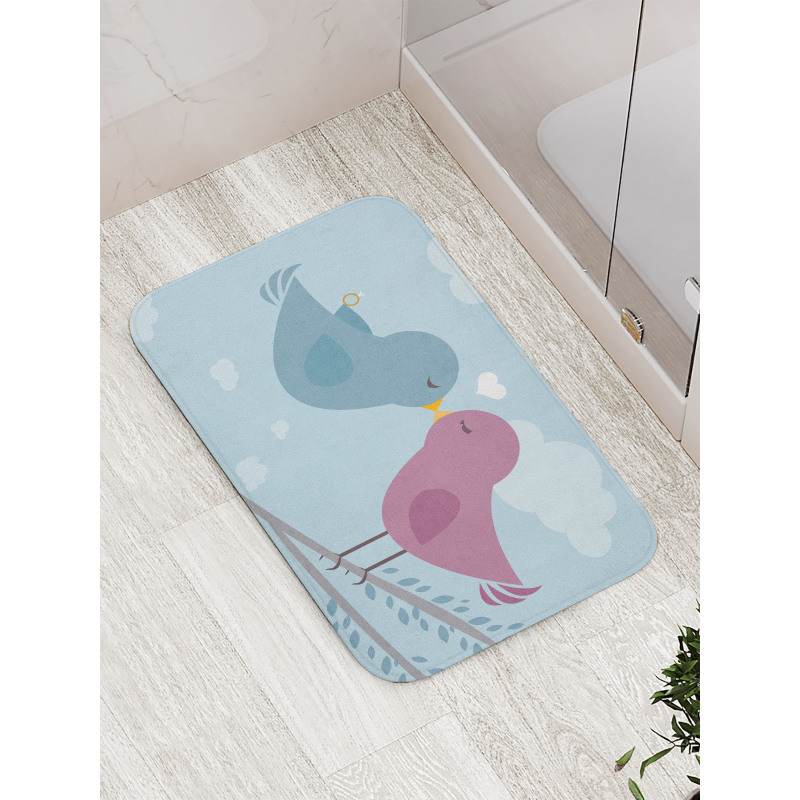 Simple Birds Romance Doodle Bath Mat