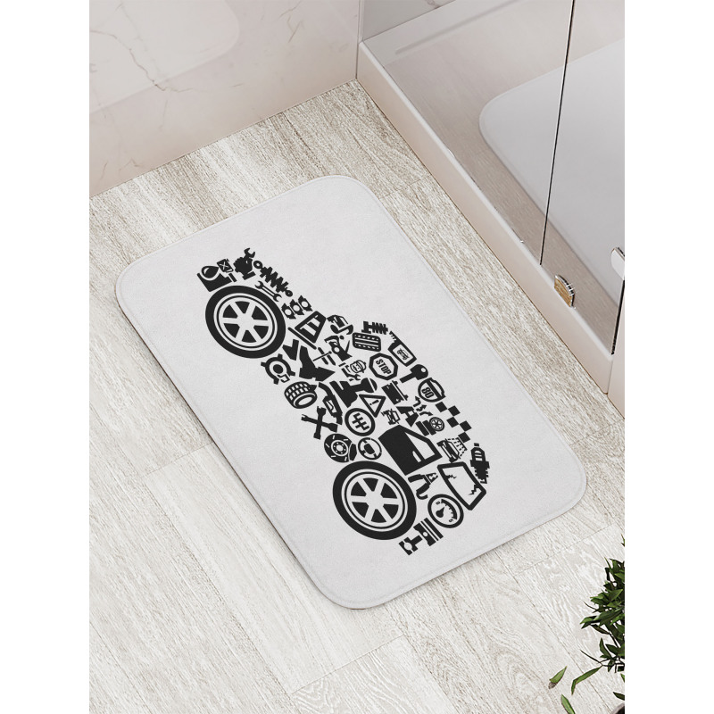 Car Shape Pictograms Bath Mat