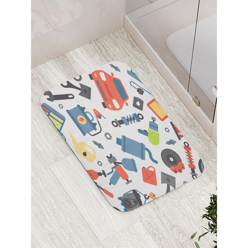 Car Repair Elements Bath Mat