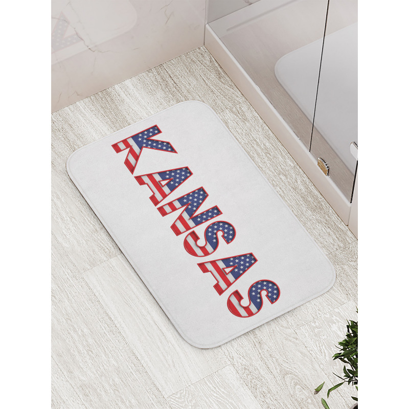 Kansas in Striped Lettering Bath Mat