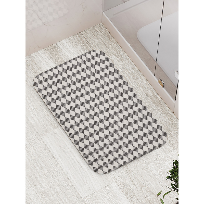 Rhombuses with Wavy Lines Bath Mat