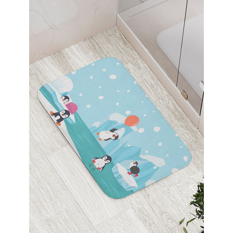 Penguins on Ice Bath Mat