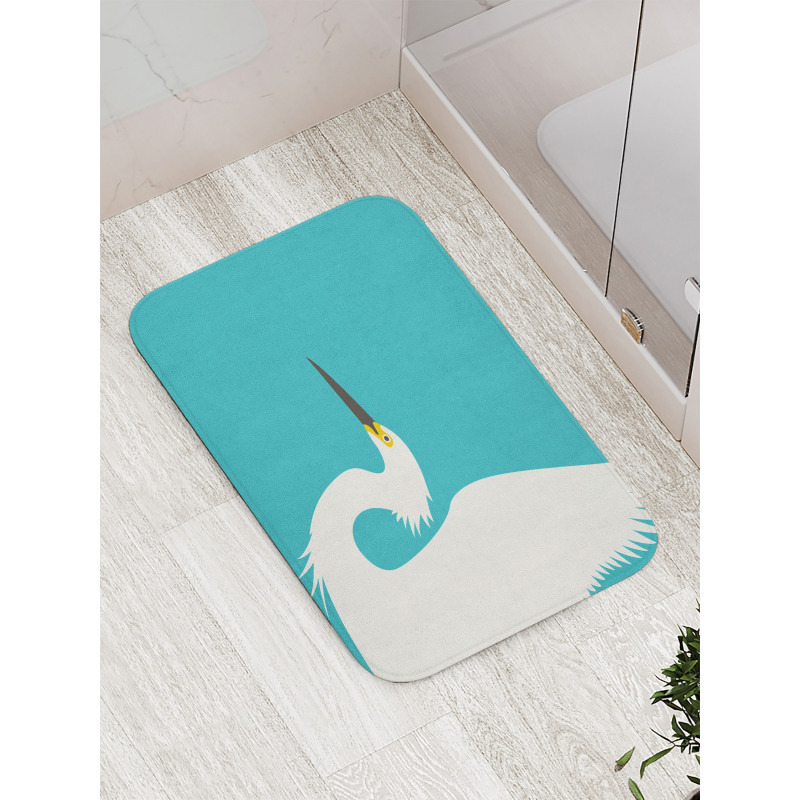 Side Drawn Heron Bird Bath Mat