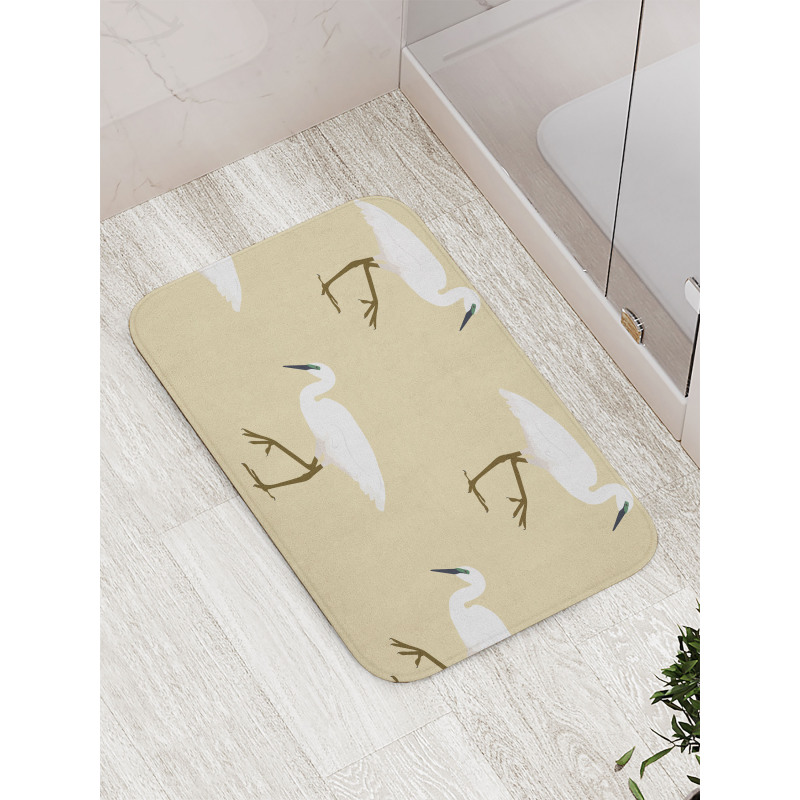 Leg Standing Heron Birds Bath Mat