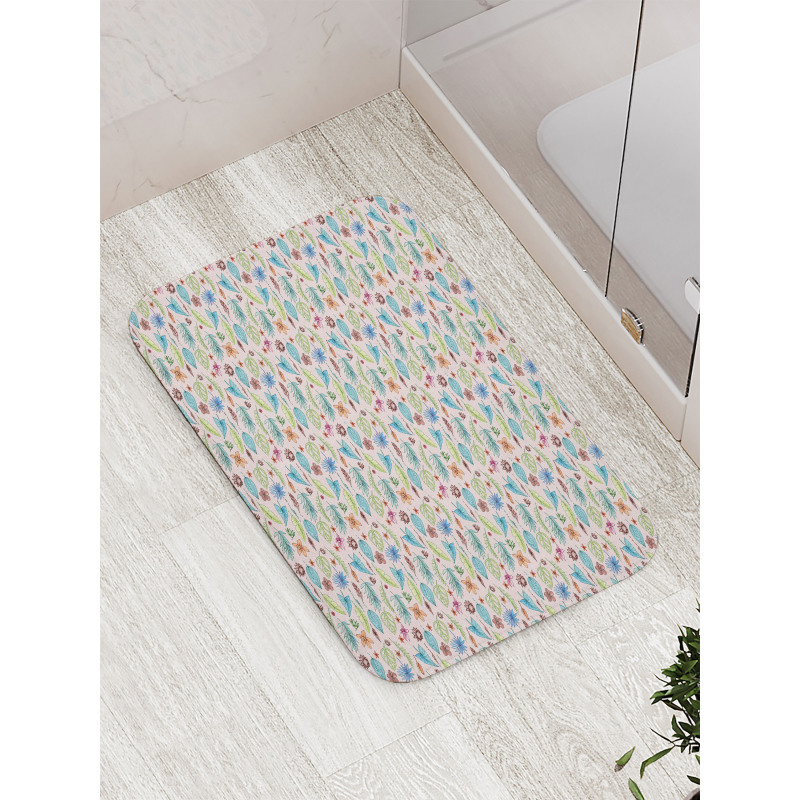 Foliage on Pastel Pink Bath Mat