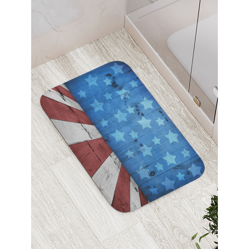 Grunge Stars Stripes Bath Mat