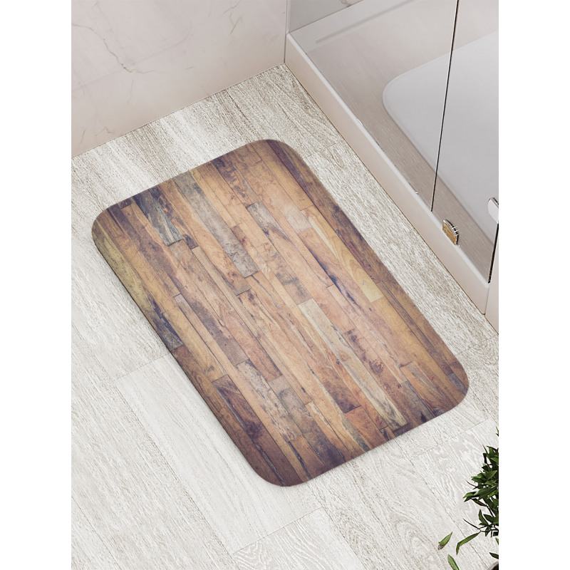 Earthy Toned Planks Bath Mat