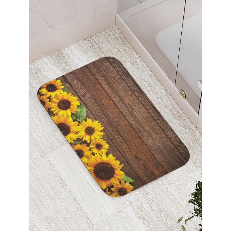 Autumn Sunflower Motif Bath Mat