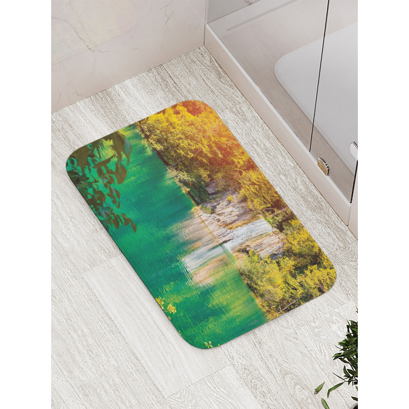 Colorful Forest and Lake Bath Mat