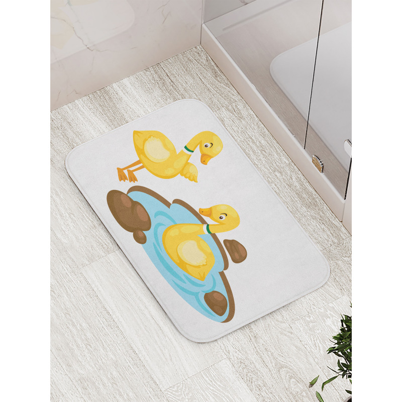 Funny Cartoon Style Animals Bath Mat