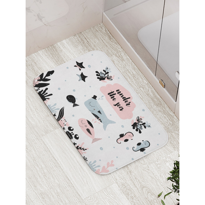 Under the Sea Fauna Cartoon Bath Mat