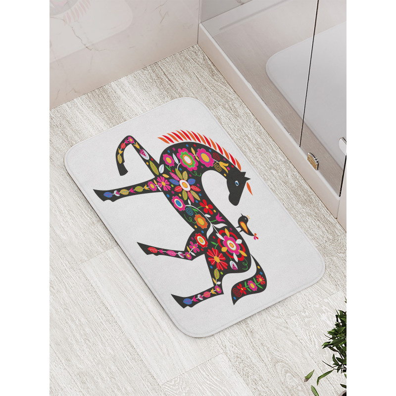 Floral Ornate Horse Bird Bath Mat