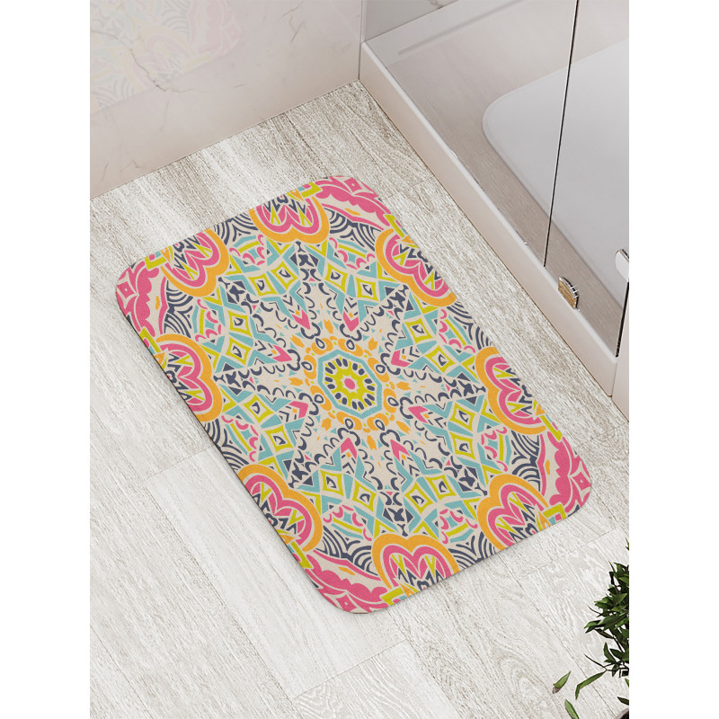 Colorful Chaotic Motif Bath Mat