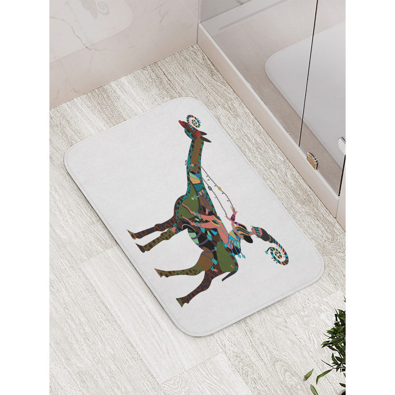 Girl Riding Giraffe Bath Mat