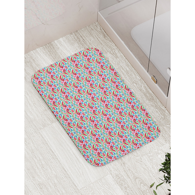 Flowers Birds and Hearts Bath Mat