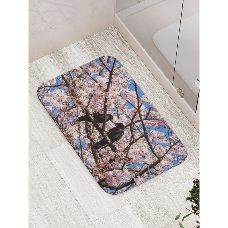 Birds on Sakura Tree Bath Mat