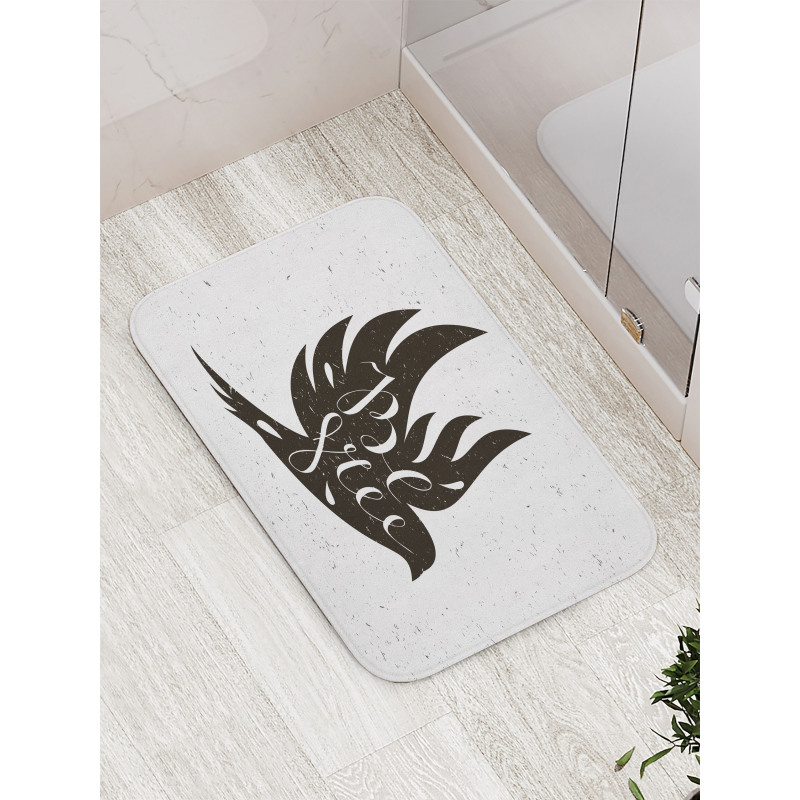 Be Free Text on Flying Bird Bath Mat