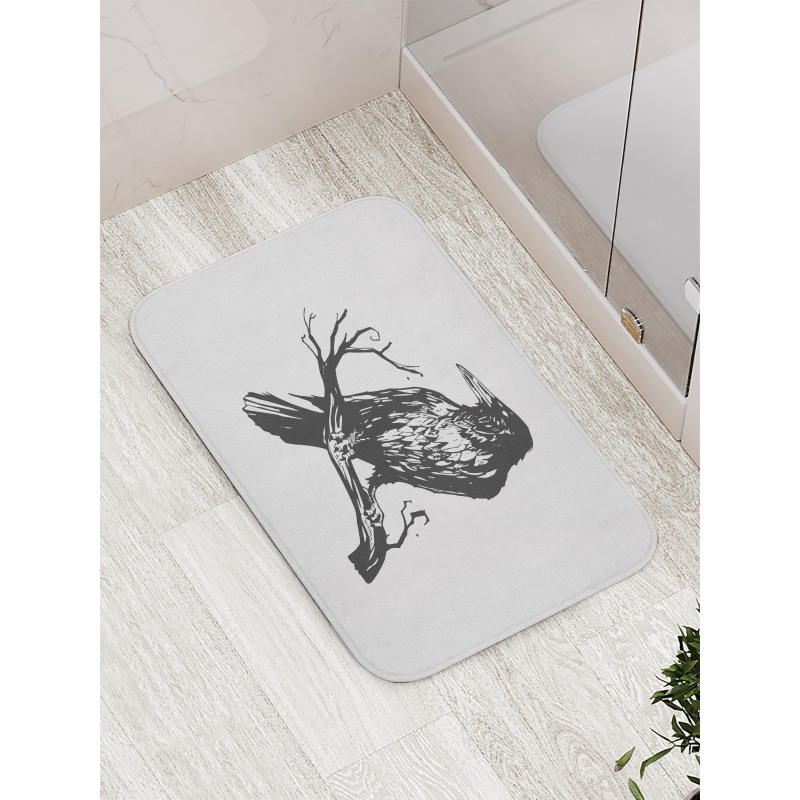 Bird on Bare Branch Art Bath Mat