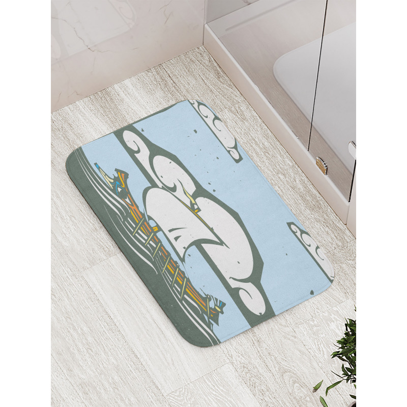 Greek Galley with Oars Sail Bath Mat