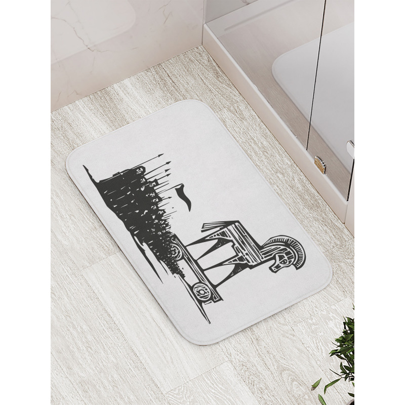 Woodcut Style Greek Trojan Bath Mat