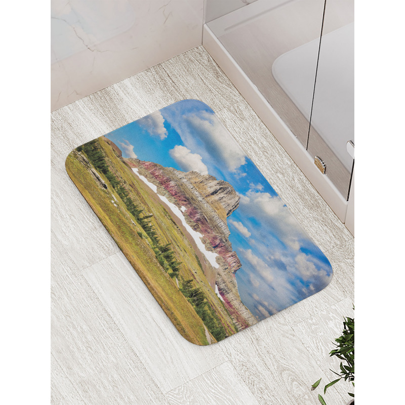 Rugged Peak and Cloudy Sky Bath Mat