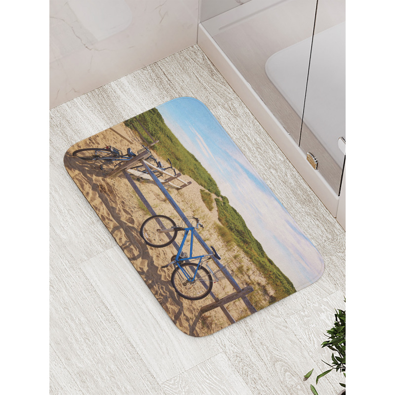 Bicycles and Fences Bath Mat