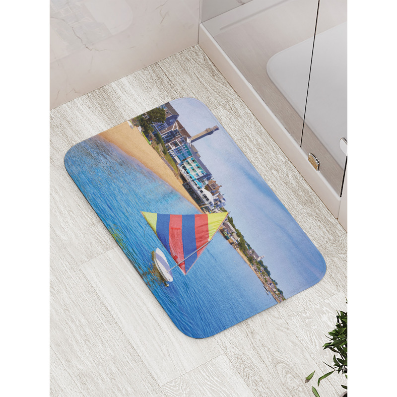 Rainbow Boat Sailing Bath Mat