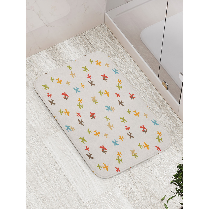 Minimal Colorful Planes Bath Mat