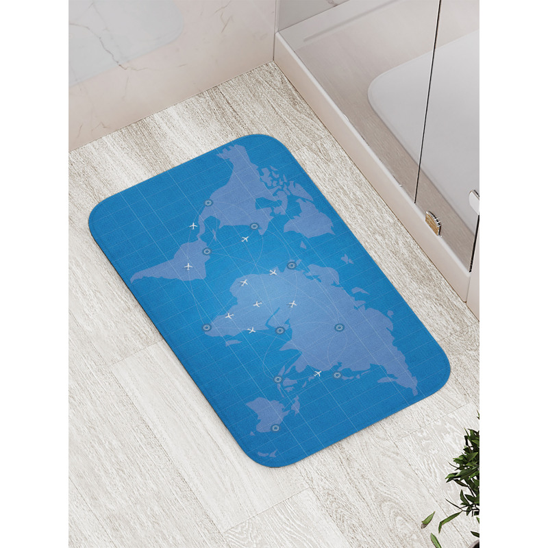 Flight Routes on World Map Bath Mat