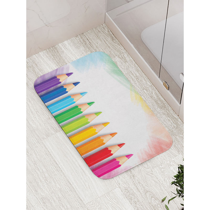 Realistic Colorful Pencils Bath Mat